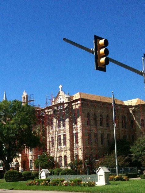 Roof construction of Main Building at Our Lady of the Lake University in San Antonio, Texas