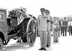 Air Commodore Abdur Rahim Khan and PAF officers escorting Air Commodore FS Hussain's casket