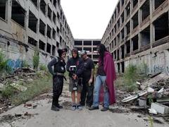 Filming crew and equipment at historic Packard Plant in Detroit for the movie Aladdin 3477