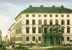 Posthuset at Lilla Nygatan 6, now Postmuseum, lithograph by Ferdinand Tollin from the 1840s