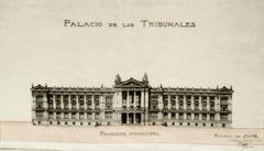 Main facade of the Palacio de los Tribunales de Justicia in Santiago Chile in 1905