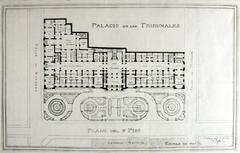 1905 facade plan of the Palacio de los Tribunales de Justicia in Santiago de Chile