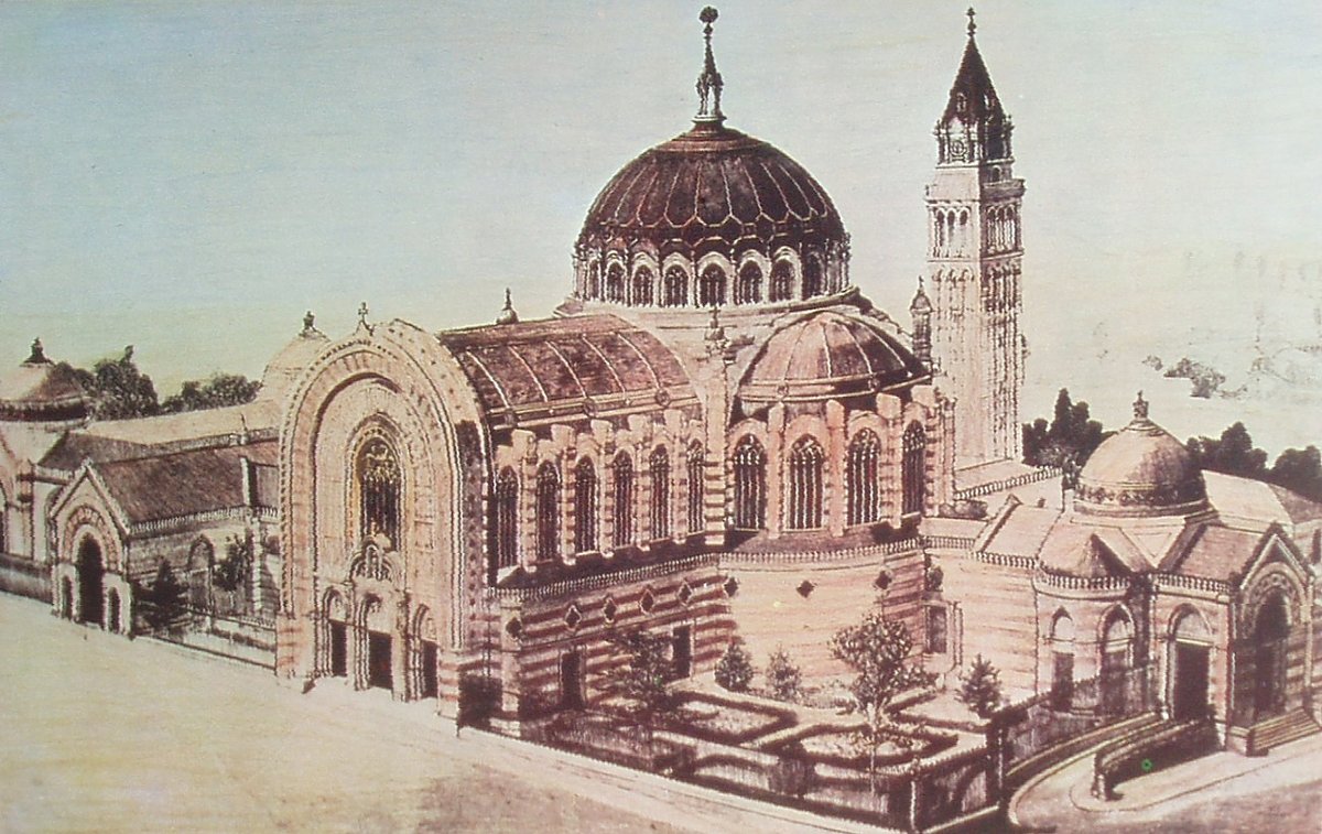 Original architectural project of Panteón de Hombres Ilustres and bell tower at Real Basílica de Nuestra Señora de Atocha in Madrid