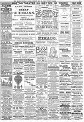 1887 Boston theatre advertisements featuring Austin & Stone's Museum, Bijou Theatre, Boston Museum, Boston Music Hall, Boston Theatre, Cockerel Hall, Gaiety Museum, Globe Theatre, Hollis Street Theatre, Howard Athenaeum, Meionaon Hall, Oakland Garden, Park Theatre, Tremont Temple, Windsor Theatre, and World's Museum