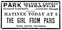 1897 Park Theatre advertisement from Boston Evening Transcript