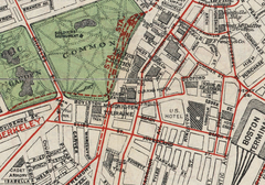 Detail of 1898 Boston map showing Cadet Armory and surrounding landmarks