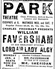 1903 advertisement for Park Theatre in Boston Massachusetts USA
