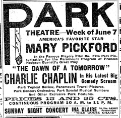 1915 Park Theatre advertisement in Boston Massachusetts