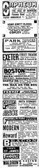 Advertisement for various theatres in Boston, Massachusetts, USA in 1917 including Beacon Theatre, Boston Theatre, Castle Square Theatre, and more