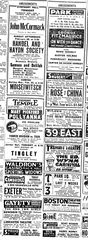 Vintage 1920 theatre advertisements in Boston Massachusetts featuring multiple historic theatres and venues