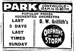 Advertisement for Park Theatre in Boston Massachusetts USA from 1922