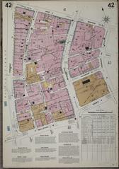 1909 Sanborn Fire Insurance Map of Boston, Plate 0042, showing detailed city blocks and buildings