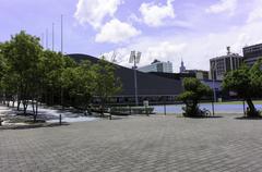 Warm up field and Songshan Sports Center in Taipei