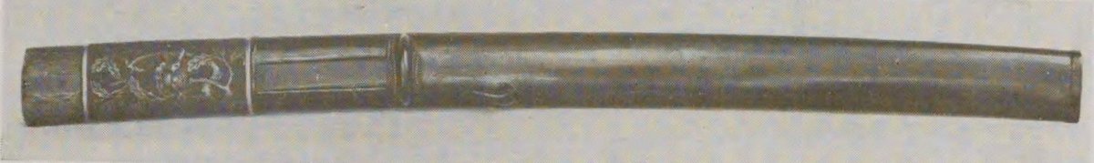 Kashiwa mimizuku koshigatana koshirae sword mount from Nambokucho period displayed at Kasuga-taisha shrine in Nara