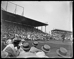 Baseball batter trying to catch ball at Pelican Stadium New Orleans 1921