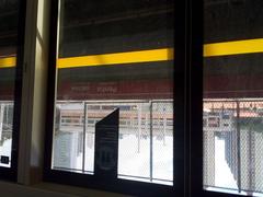 Platform doors and sign at Penha Station in Brazil