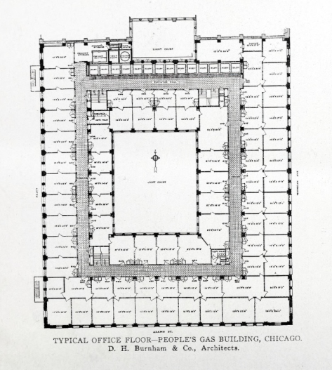 Typical floor plan of People's Gas Building in Chicago