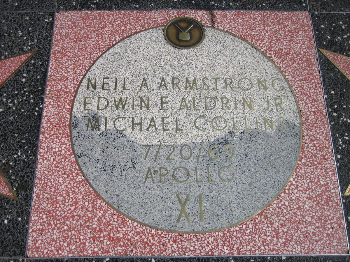 Apollo XI crew moon star on the Hollywood Walk of Fame at Hollywood and Vine corner