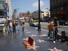 Band performing live on the Hollywood Walk of Fame on 6801 Hollywood Blvd
