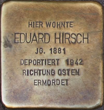 Photo of Stolperstein dedicated to Eduard Hirsch in Mainz, Germany