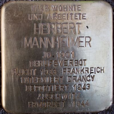 Stolperstein dedicated to Herbert Mannheimer in Mainz, Germany
