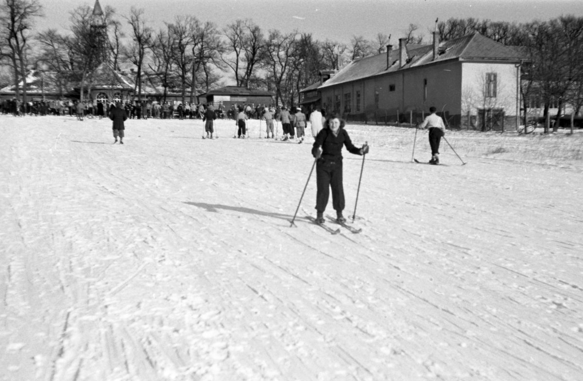 Street view of Konkoly Thege Miklós út and Eötvös út with Normafa ski house in the background