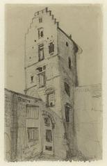 Sketch of Laeken city gate tower by Victor Hugo on 24 August 1870
