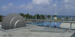 View of open plaza and Planetarium from Bibliotheca Alexandrina CC Cafe