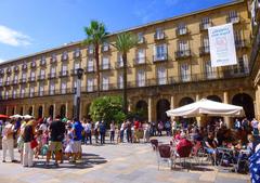 Plaza Nueva in Bilbao with historic buildings and outdoor cafes