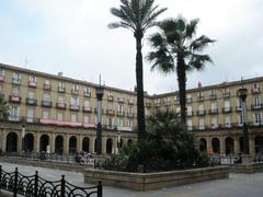 Plaza Barria de Bilbao with historic buildings and pedestrians