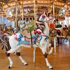 Lead horse figure on Dentzel Carousel at Please Touch Museum Philadelphia