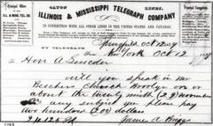 Telegram inviting Abraham Lincoln to speak at Plymouth Church Brooklyn in February 1860