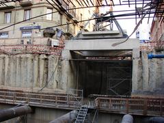 Construction site at Móricz Zsigmond körtér metro station on Budapest M4 line