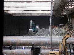 Construction works at M4 metro station Móricz Zsigmond körtér in Budapest