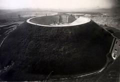 Krakus Mound archaeological excavation site with trenches and ancient artifacts
