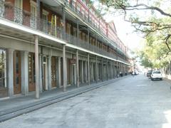 View of Jackson Square in New Orleans French Quarter with historic buildings and people, November 2005