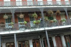 Street view of New Orleans with streetcar and historic architecture