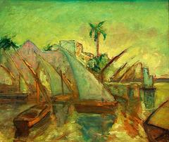 Painting of the harbor of Bahia by Alfred Hermann Helberger