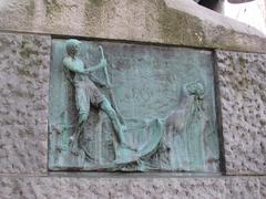 Bronze relief of the Fisherman from the poem at the Prešeren Monument in Ljubljana