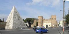 Porta San Paolo and Pyramid of Caius Cestius in Rome
