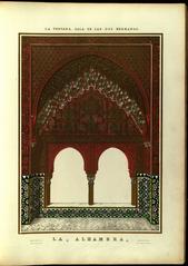 Detailed drawing of Alhambra palace in Granada, Spain showcasing intricate Moorish architecture