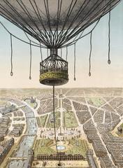 Bird's-eye view of Paris from the basket of Henri Giffard's captive balloon at the 1878 world's fair