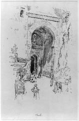 The Gate of Justice lithograph print depicting a classical architectural gate