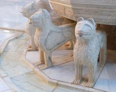 Close-up detail of the Fountain of the Lions in the Patio de los Leones at Alhambra, Granada, Spain