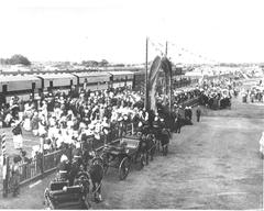 Historic Quetta Railway Station in 1894 with a crowd gathered for the arrival of dignitaries