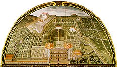 Lunette painting of Palazzo Pitti in Florence from 1599