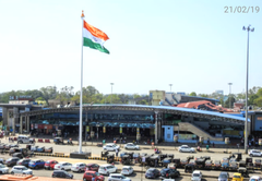 Raipur Railway Station building with train tracks
