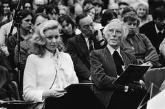 Carel Willink and wife Sylvia at the opening exhibition of painter Carel Willink in the Stedelijk Museum Amsterdam, 1980