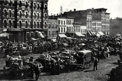 Historic view of Randolph Street in Chicago facing east in 1880