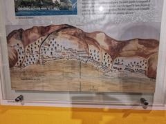Historic painting of Limone sul Garda village in Italy from 1745